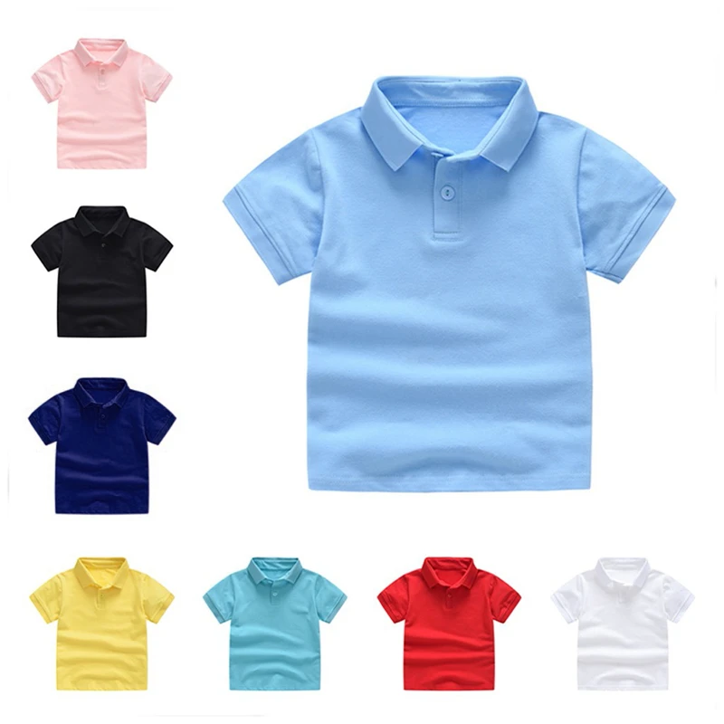 

1-5Y Summer Kids Baby Boys t-shirt children Short sleeve Turn-down Collar Tee Tops solid casual Clothes Blouse poleras A40