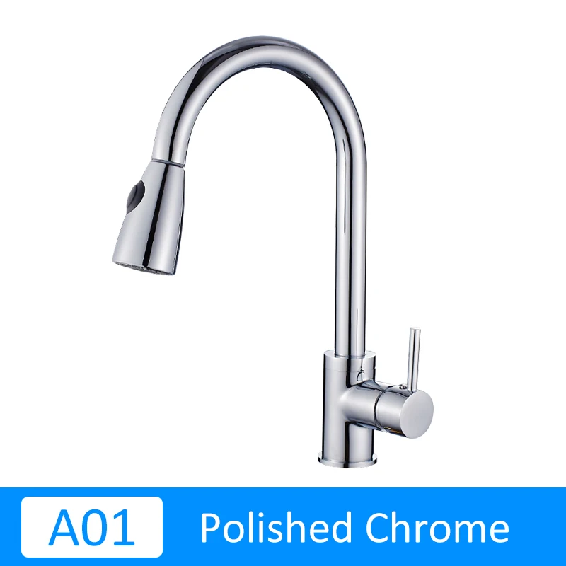 A1-Chrome Quyanre RU отгрузки хром Никель вытащить Кухня кран с 2-way опрыскиватель 360 Вращение одной ручкой, смеситель для раковины кран - Цвет: A1-Chrome