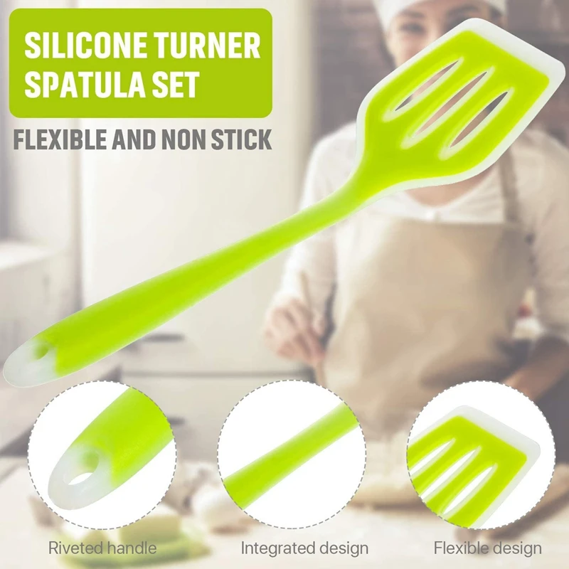 Фото 2 Pieces Silicone Turner Spatula Slotted Heat Resistant Non-Stick Kitchen Utensil For Fish Eggs Pancakes 12 Inch Дом и сад 2 Pieces Silicone Turner Spatula Slotted Heat Resistant Non-Stick Kitchen Utensil For Fish Eggs Pancakes 12 Inch Дом и сад