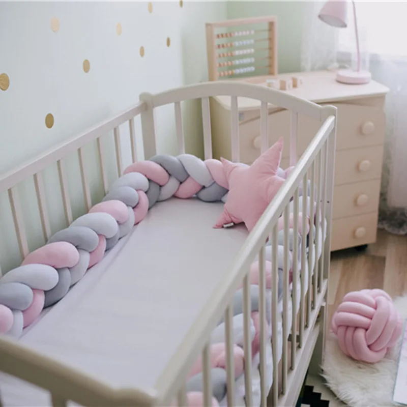 

1M/2M/3M Baby Room Bumper Safety Protection In The Crib For The Bed Braid Knot Pillow Cushion Protector Cot Decor Weaving