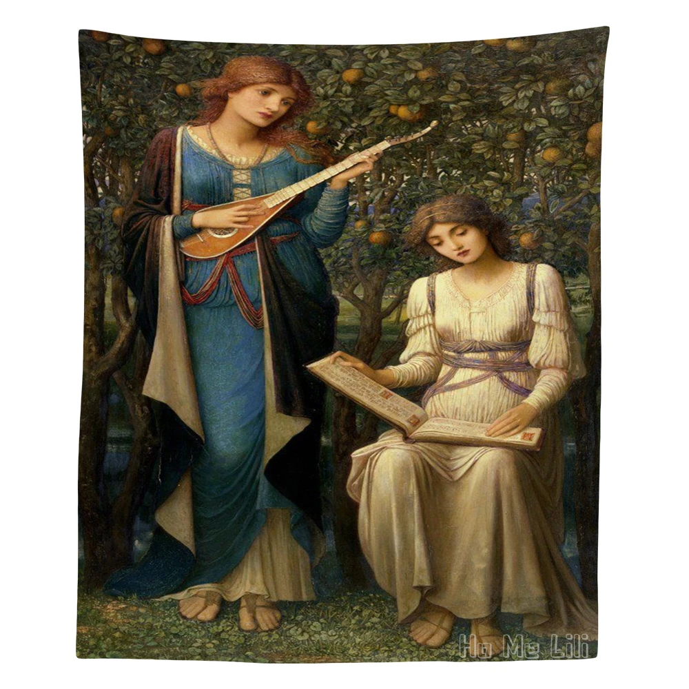 

Saint Cecilia When The Fruit Is Golden Original Old Antique Printing Tapestry Wall Hanging For Bedroom Living Room Dorm Decor