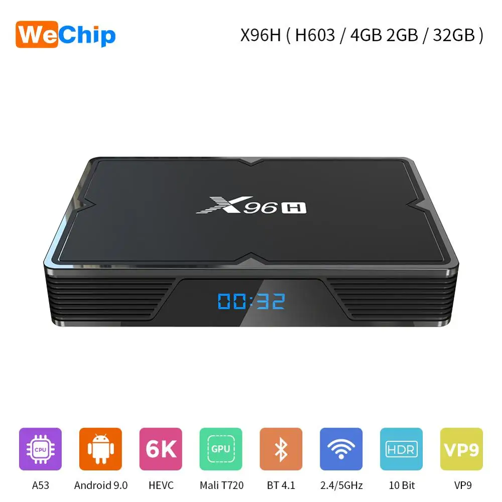 ТВ приставка Wechip X96H на Android 9 0 2 + 4 Гб ядерный процессор Allwiner H603 Wi Fi 3 USB