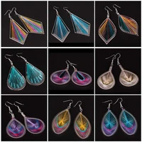 zwpon women silk cotton thread earrings slimple fashion handmade cotton oval exaggerated teardrop earrings wholesale jewelry