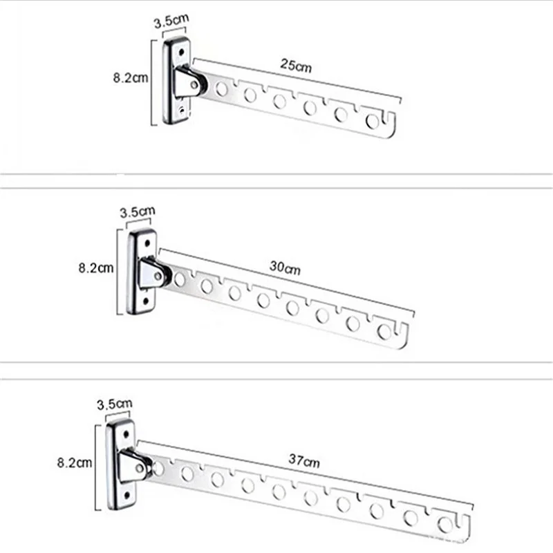 

Wall Mounted Hanger Stainless Steel Folding Indoor Space Saving Clothes Hangers With Hook/screw 6/8/10 Hole Hmoe Drying Rack