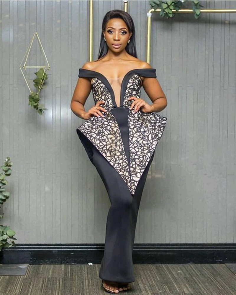 

Prom Dresses Mermaid For Women Long Floor Length Off The Shoulder Nigerian African Style Formal Party Evening Dress