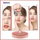 Зеркало для макияжа с 22 светодиодными лампами, Светодиодный настольный макияж, 1x2X3X10X увеличительные зеркала, 3 складных регулируемых зеркала с сенсорным экраном