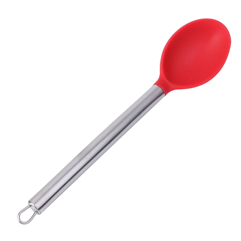 

Stainless Steel Handle Silicone Serving Spoon Cooking Kitchen Utensils Tools New