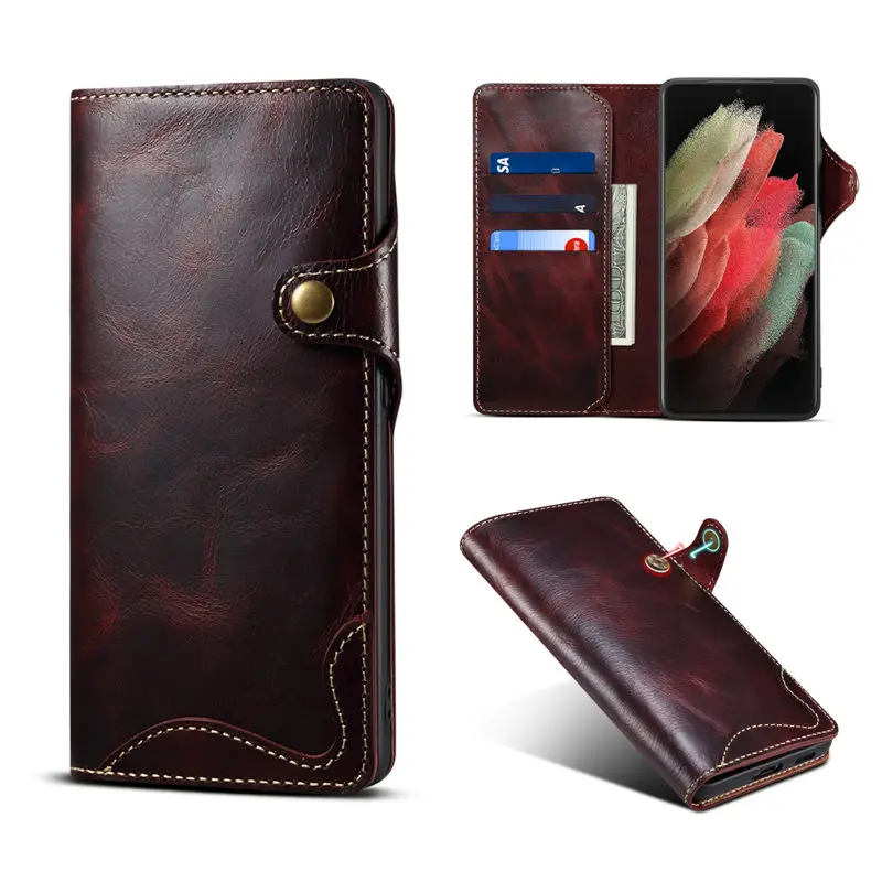 genuine leather purse flip cover for samsung s21 ultra case galaxy s30plus luxury original wallet case phone card slot branded free global shipping