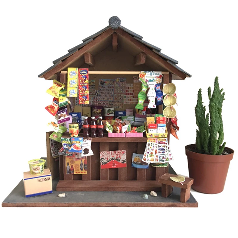

DIY Wooden Dollhouse Miniature with Furniture Kit Snack Shop Model Doll Houses Assemble Toy Children Christmas Gift Casa