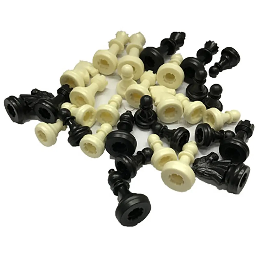 

Medieval Chess Pieces/Plastic Complete Chessmen International Word Chess Game Entertainment Black&White