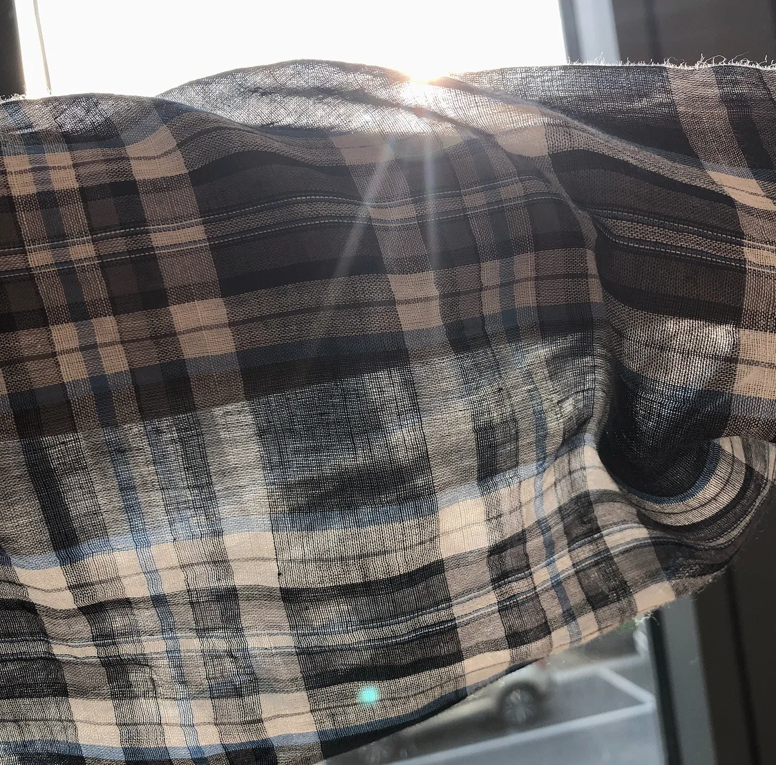 

Tartan Plaid Sunscreen Blouse Summer Chic Lazy Loose Women Tops Round Neck Retro Plaid Long Sleeve Thin Pullover Vintage