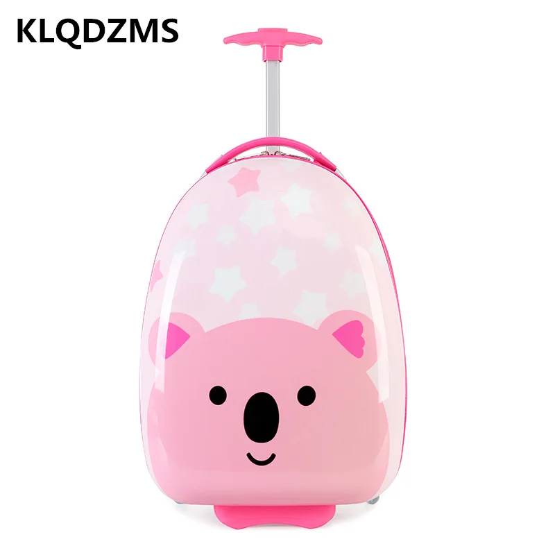 KLQDZMS  Child’s Luggage Trolley Bag 16 Inch Kids Travel Suitcase On Wheels Cute Boy Girls Carry On Cabin Suitcase