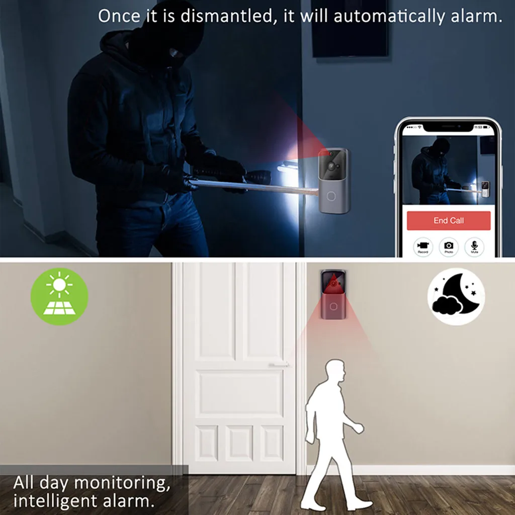 Беспроводной WiFi дверной звонок умный видео телефон визуальный домофон