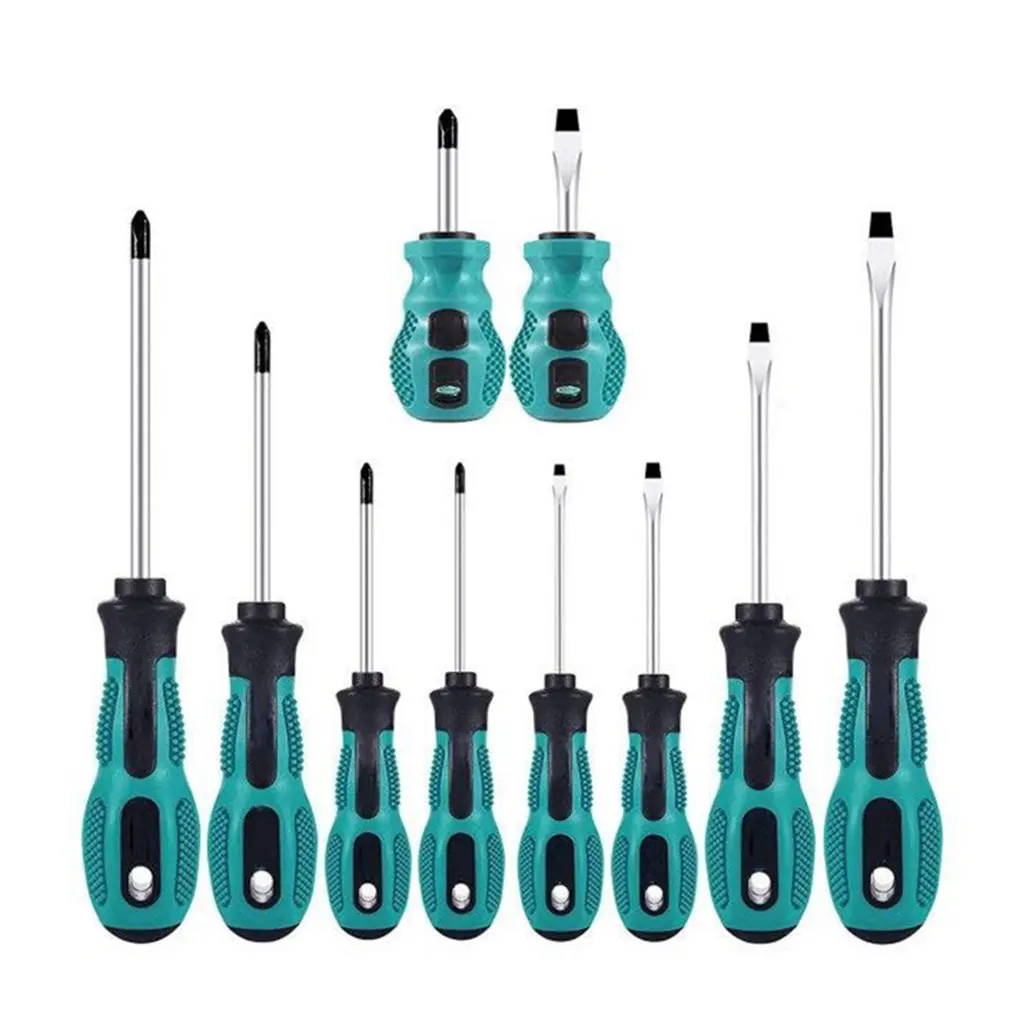 

9pcs Screwdriver Set Screw Driver Straight Cross-Shaped Magnetic Bit Insulated Handle Multi-Function Repair Manual Tool Kit