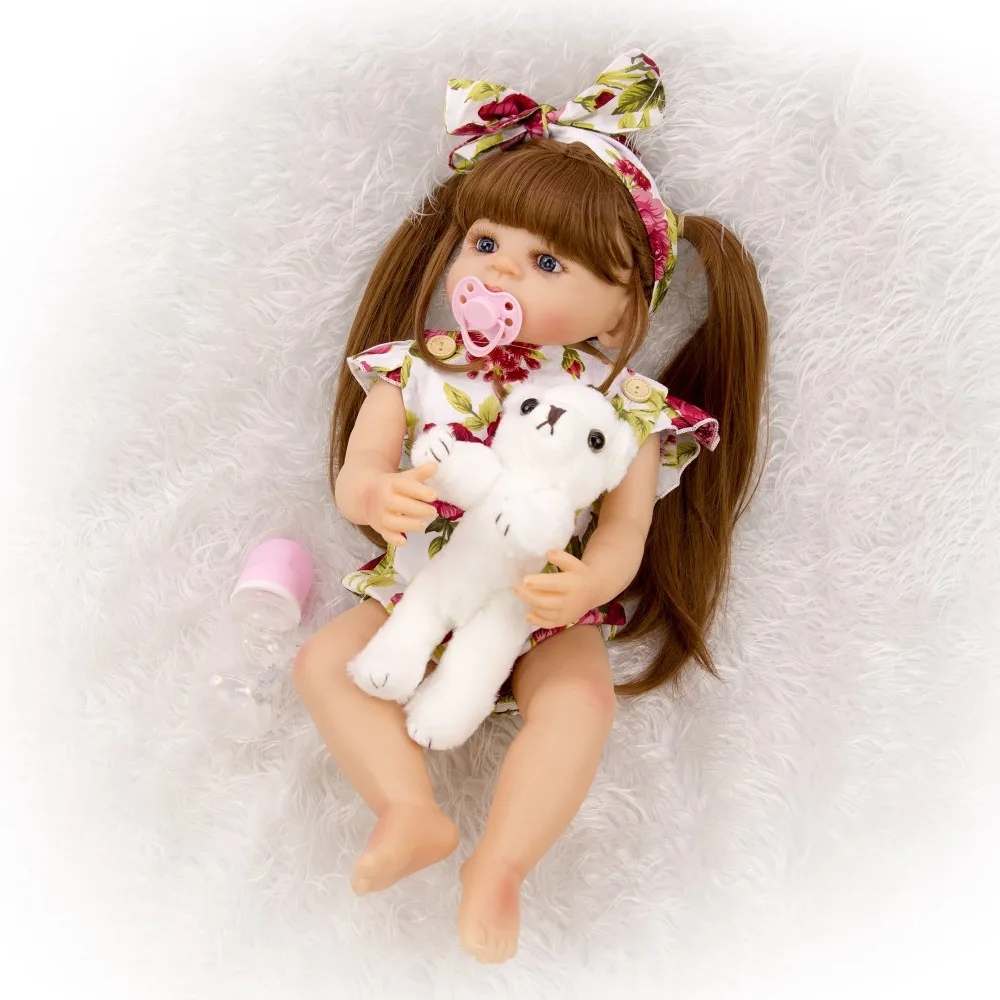 Bebe reborn baby girl doll 55 см corpo de silicone inteiro виниловые куклы для малышей игрушки купания |