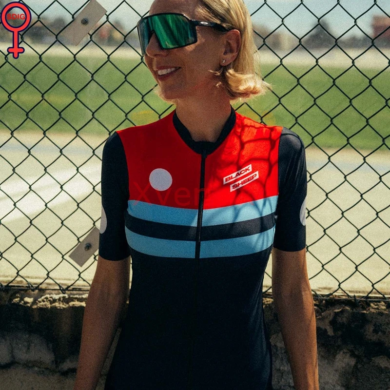 

Новая команда Черных Овец, Женская велосипедная Джерси, летняя дышащая велосипедная одежда с короткими рукавами, рубашка, одежда для горног...