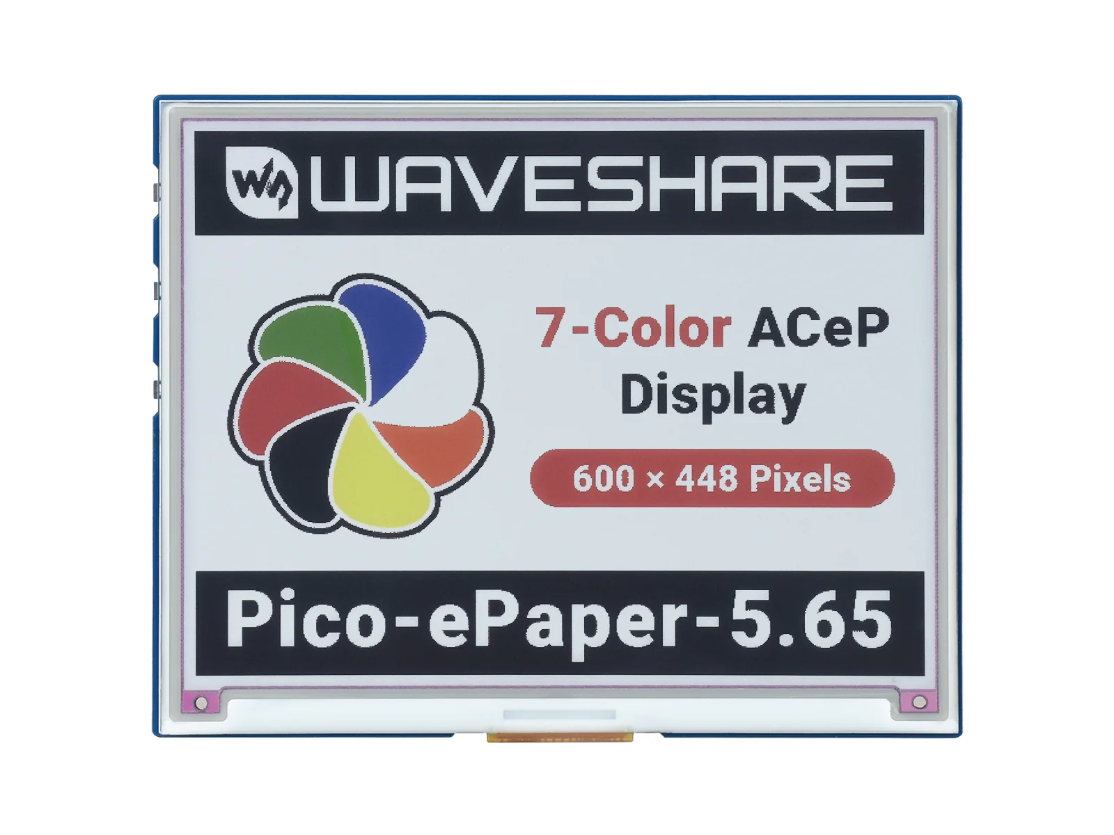 5.65inch Colorful E-Paper E-Ink Display Module For Raspberry Pi Pico, 600 448 Pixels, ACeP 7-Color