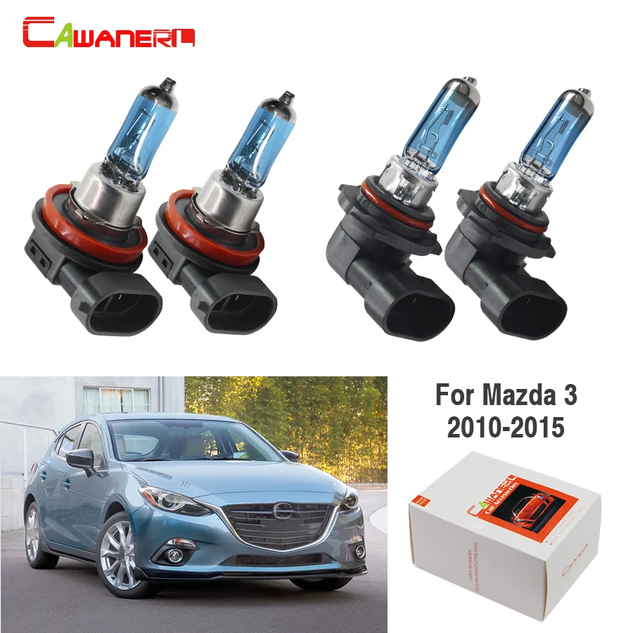 

Cawanerl 4 Pieces 100W Car Light Halogen Bulb Headlight High Low Beam 12V Accessories For Mazda 3 2010-2015