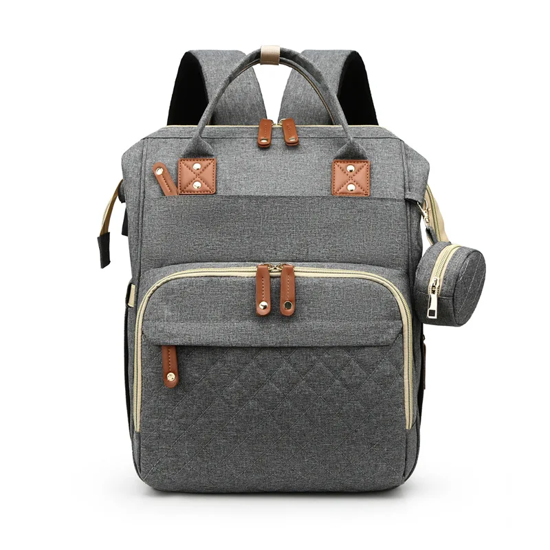 

USB Bags Diaper Backpack Portable Folding Crib Mummy Bag Light Large Capacity Casual Double Shoulder Maternal Baby Bed Bag