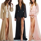 Женское шифоновое кимоно, пляжный кардиган, накидка на бикини, пляжная одежда с запахом, длинное платье, женское прозрачное Длинное Платье Макси