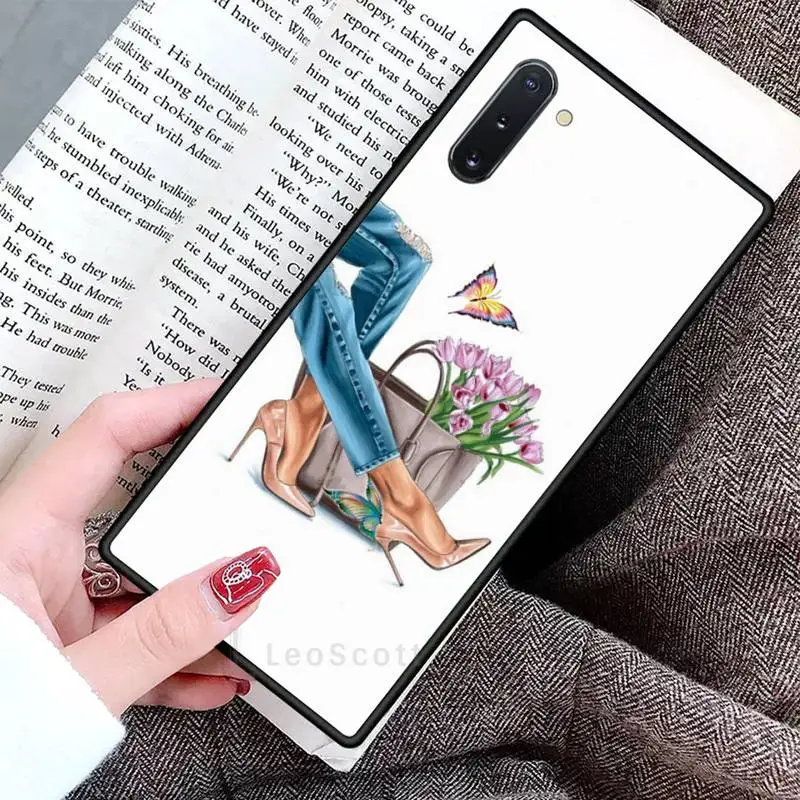 

Girls High Heels Shoes Legs Coffee Phone Case For Samsung Galaxy S8 S9 S10 Plus S10E Note 3 4 5 6 7 8 9 10 Pro Lite cover