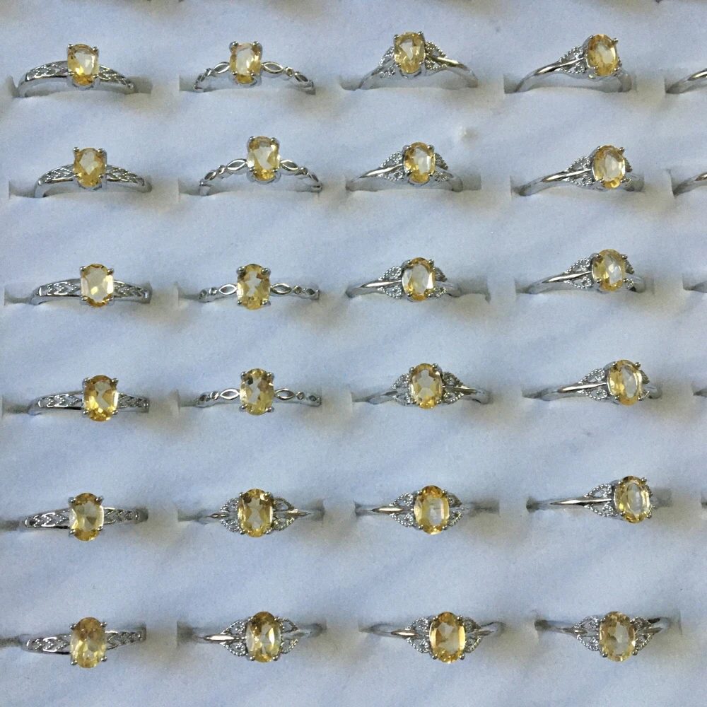 3 кольца/комплект AKAC прибл. X5 * 7 мм натуральный цитрин кварц женское регулируемое