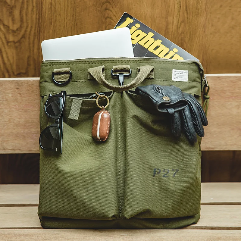 

Maden Men Flyer Helmet Bag Tactical Gear Helmet Carry Protection Bag Multi-pocket Computer Laptop Hand Bag Single Shoulder Bag
