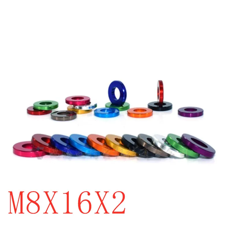 

50pcs/lot m8*16*2 colourful Anodized aluminum flat Washers Gasket