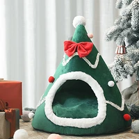 christmas tree shape pet house creative xmas tree nest winter comfortable warm bed new year gifts for pets small dogs cats house