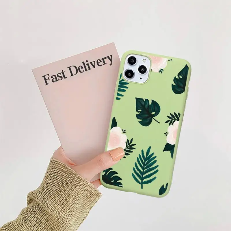 

Fashion Colorful Flower Leaves Conch Phone Case Candy Color for iPhone 6 7 8 11 12 s mini pro X XS XR MAX Plus