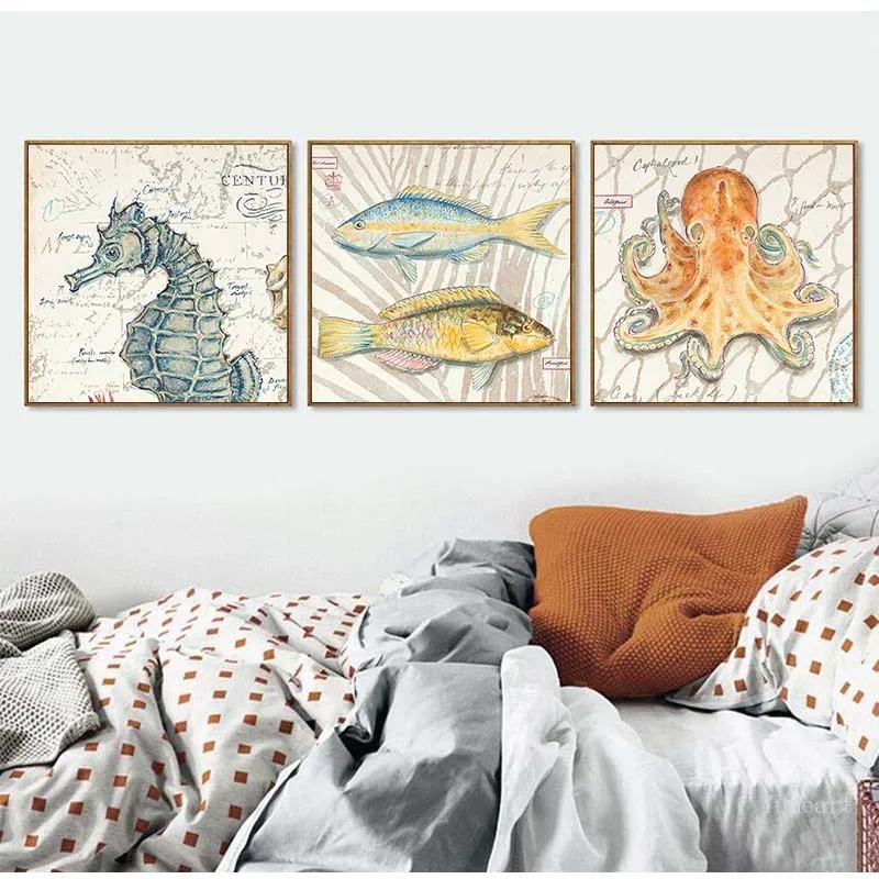 Морскую тематику Печать на холсте Морское Животное осьминог Черепашки ниндзя с