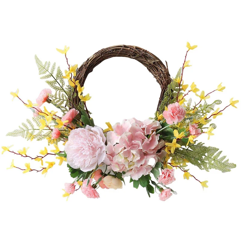 

Artificial Carnation Wreath for Front Door Faux Farmhouse Garland for Wall Hanging, Home Wall Window Table Wedding Decor
