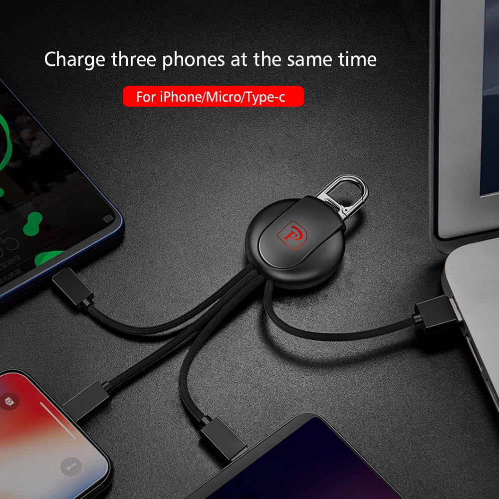 USB кабель 3 в 1 с подсветкой для iPhone 11 X Xiaomi Huawei Samsung|Кабели мобильных телефонов| |