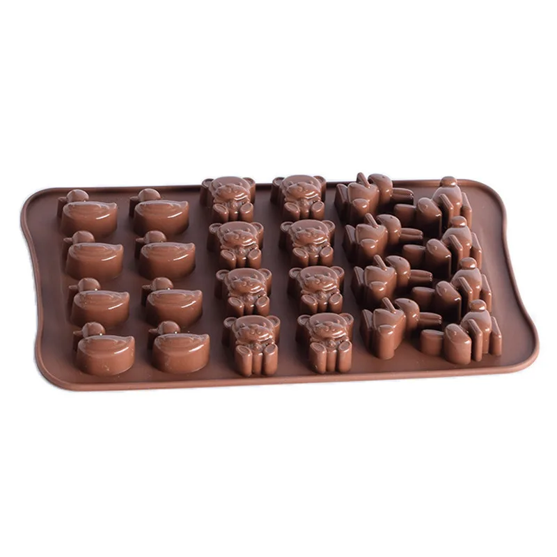 24 Сетки Кролик Утка медведь мультфильм животное шоколад литая силиконовая