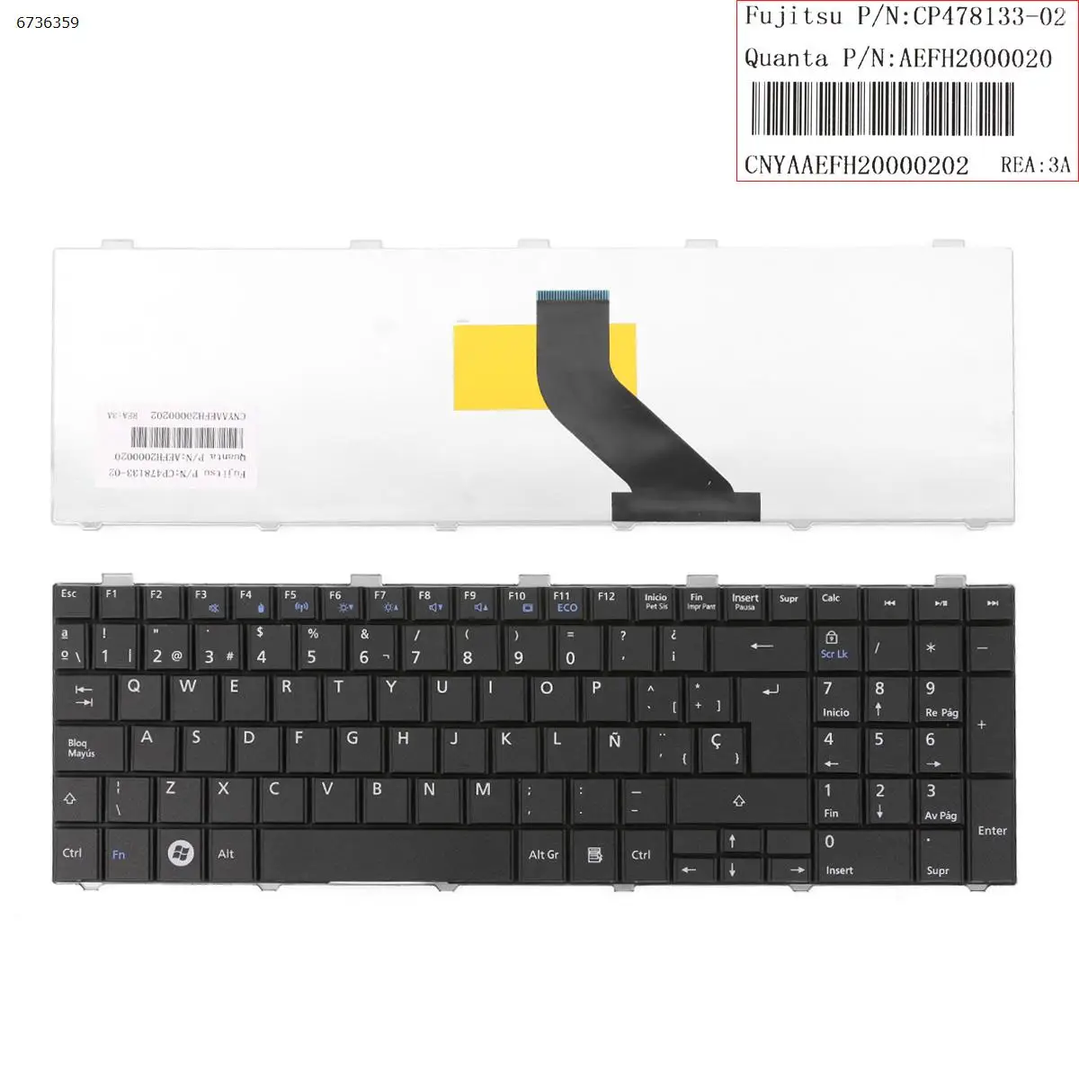 

New SP Spanish QWERTY Laptop Keyboard for FUJITSU Lifebook A530 AH530 AH531 NH751 BLACK Without Foil