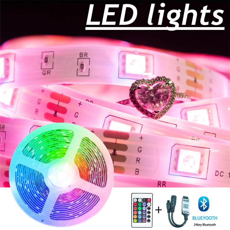 

LED Strip Lights Bluetooth RGB 5050 SMD 2835 Waterproof WIFI Lamp Flexible Tape Diode luces led Neon 5M 10M DC12V For Room Decor