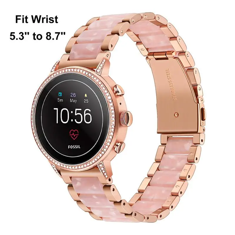 Ремешок для часов из нержавеющей стали и смолы 18 мм для Fossil women's Gen 4 Venture HR/women Gen 4 Sport/Gen 3 Q Venture