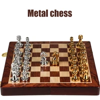 2021 new chess high end gift box metal bronze childrens folding chessboard game special chess decoration gift