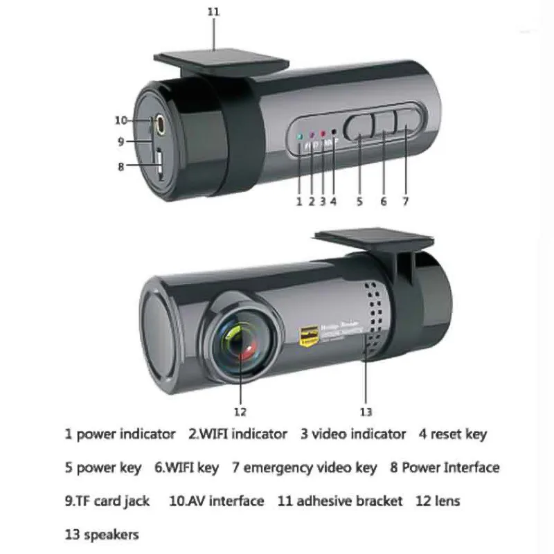 TOSPRA Высокое разрешение 1080P Dashcam видеорегистратор для вождения приложение