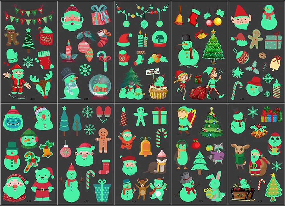 10 шт./компл. наклейки для временных татуировок детей блеск тату Водонепроницаемый Хэллоуин одежда сна из