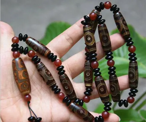 Cool men's China Tibet stone 9 Eyes* Pattern Dzi Beads Necklace women's chain Free shipping | Украшения и аксессуары