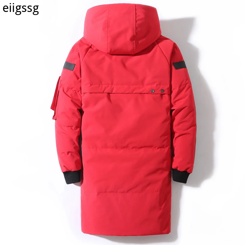2021 Winter Men's Down Jacket Hooded Fashion Long Down Coat Men Windproof Waterproof Thick Warm Brand Mens Clothing Long Parka