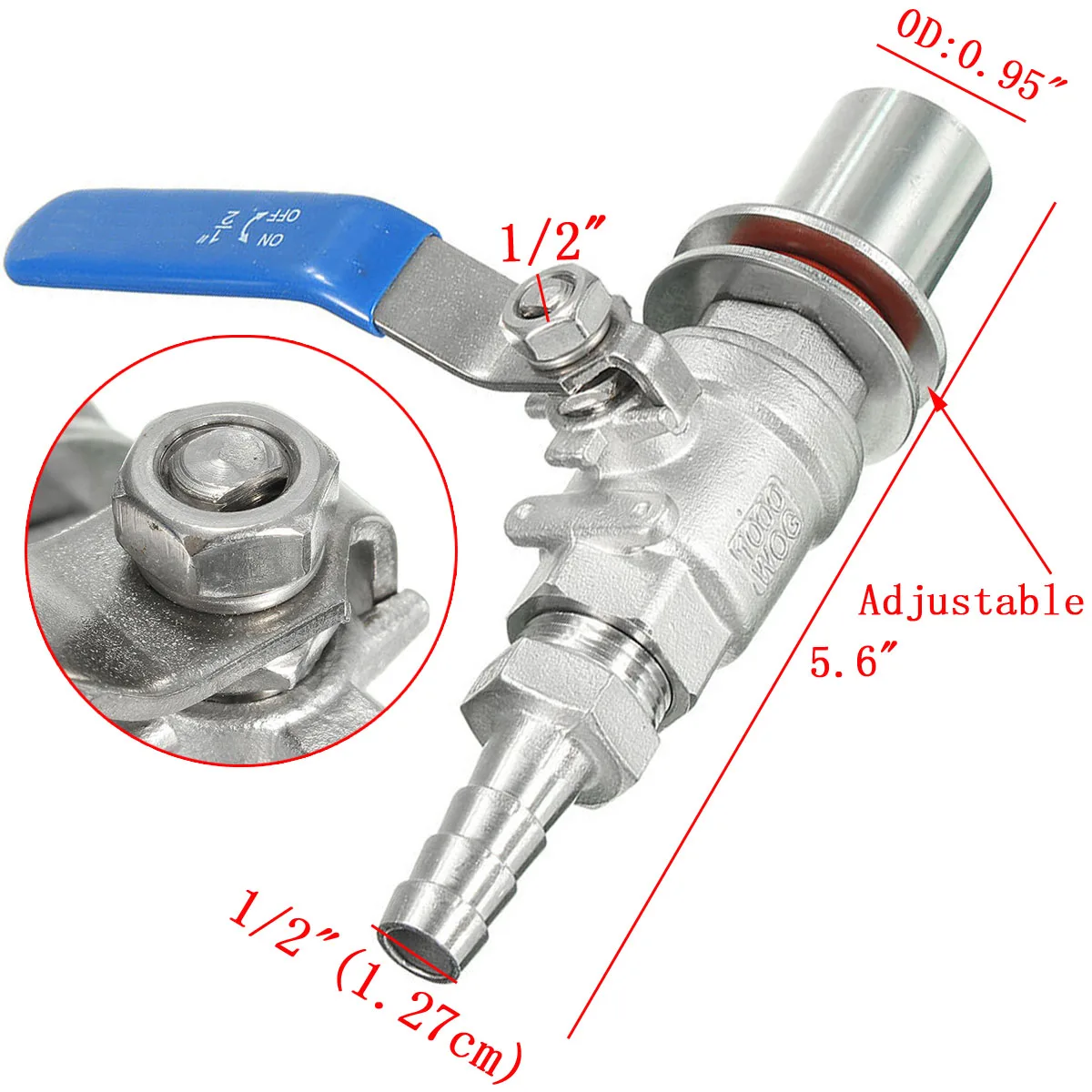 

1/2" High Quality Stainless Steel Weldless Compact Ball Valve Barb-Homebrew Beer Kettle Pot Corrosion Resistance