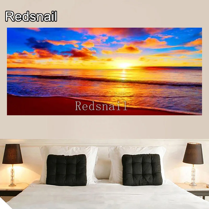 

Large Diy 5D Diamond Painting Sunrise seaside Scenery Cross Stitch Full Square Round Drill Diamond Embroidery Mosaic TT2828
