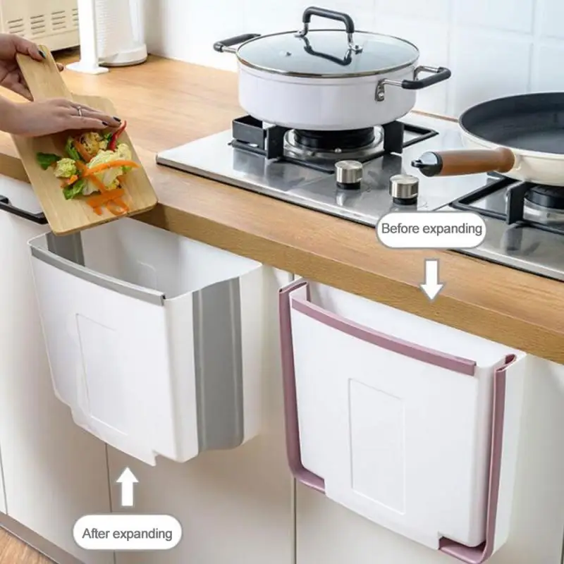 Настенная Складная мусорная корзина кухонный шкаф дверь шкафа подвесная машина