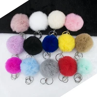 1pc 5953mm women keychains fluffy fur pom pom keychain soft rabbit fur ball keyring for women bag pendant jewelr