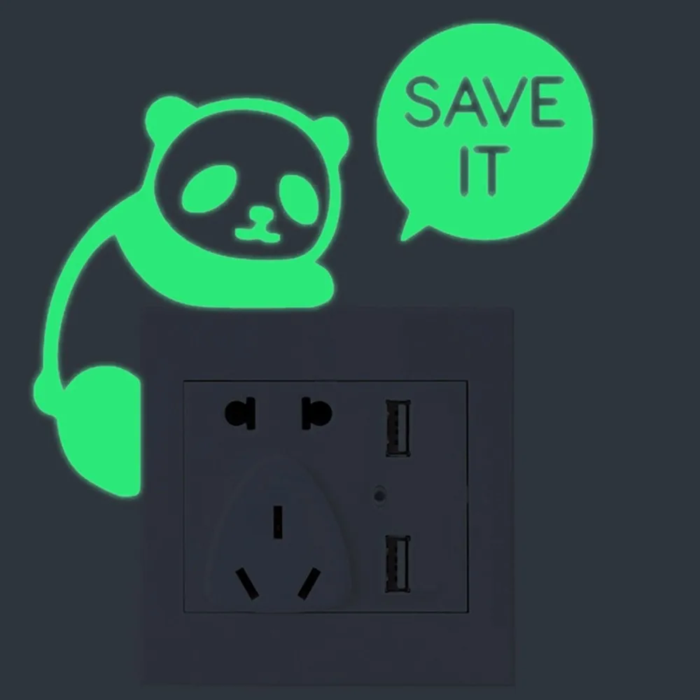 Милая маленькая панда светится в темноте наклейки на стене обои анти шок