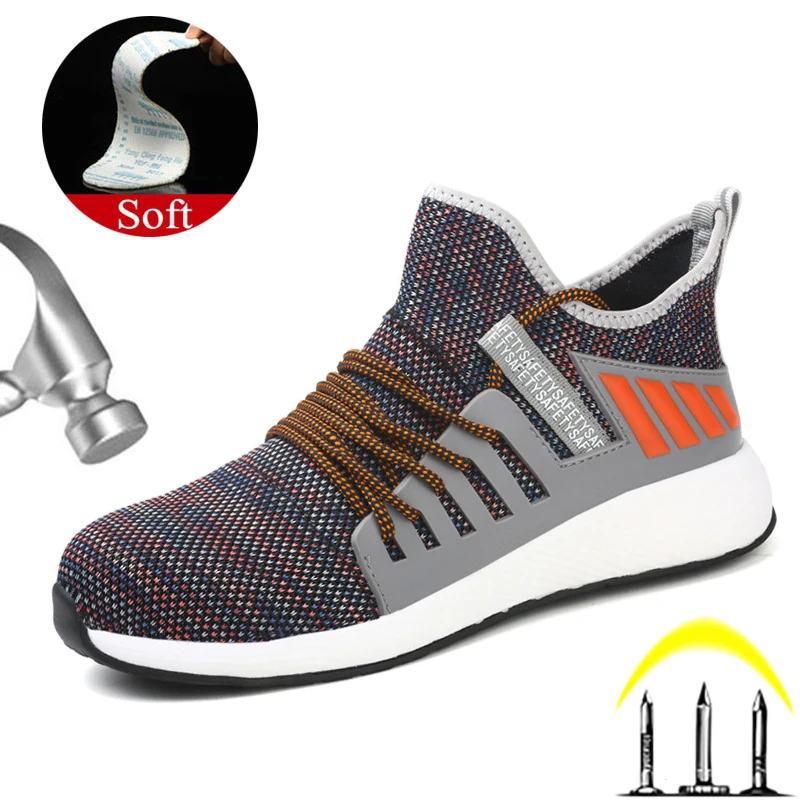 Мужская Рабочая обувь со стальным носком для мужчин дышащая защитная кроссовки