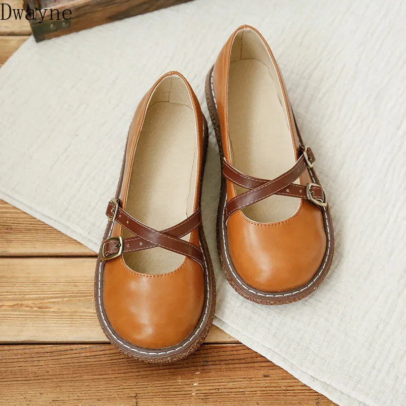 Женские тонкие туфли в стиле ретро японский Sen повседневная обувь с низким