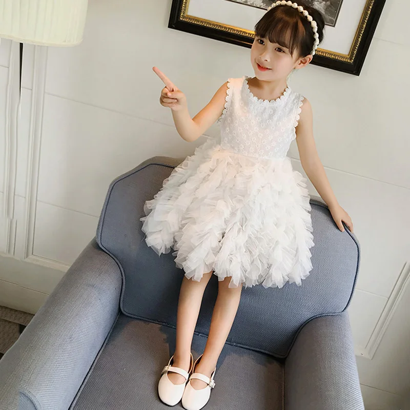 Летняя одежда для девочек детские платья кружевное Цветочное платье маленьких